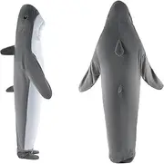 Shark Blanket and Key Chain Gift Set,Wearable Cozy Snuggle Blanket with Fun Shark Design for Adults and Kids, Blue,Medium, Grey