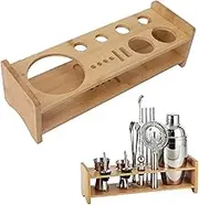 Bartender Kit Stand, Cocktail Shaker Set Wooden Stand, Bartending Tool Holder Stand for Bar Home, Cocktail Shaker Set Holder Stand, Bartender Kit Bamboo Storage Stand for Cocktail