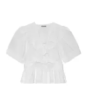Ganni Washed Stretch Tie Strap Blouse EU38,EU36,EU42,EU40,EU34,EU44 white