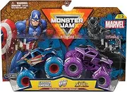 Monster Jam, Marvel Official Captain America Vs. Black Panther Die-Cast Monster Trucks, 1:64 Scale, Kids Toys for Boys and Girls Ages 3 and up