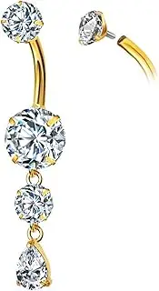 [WINSENET] 10-12PCS 14G Belly Button Rings Belly Piercing Jewelry Heart Stainless Steel Cute Belly Rings for Women Navel Rings Piercing Jewelry with Gift Box