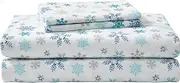 Eddie Bauer Indigo Flannel Sheet Set, Twin, Tossed Snowflake