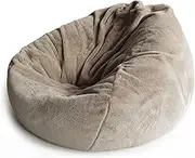 UYSOFRCV Fluffy Bean Bag Chair Cover, Super Soft Furry Stuffed Animal Storage Bean Bag Chair Cover (No Filler) Home Leisure Single Couch Bedroom Lazy Lounger Cover 100 x 120cm,Light Brown