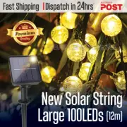 LED Solar String Lights Garden Outdoor 100 Light Bulb 8 Lighting Mode Waterproof
