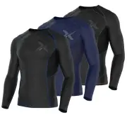 Mens Compression Armour Base Layer Top Long Sleeve Thermal Gym Sports Shirt FDX