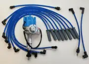 FORD 351C 400 429 460 SMALL CAP FEMALE DISTRIBUTOR + BLUE 8.5mm SPARK PLUG WIRES (for: Ford)