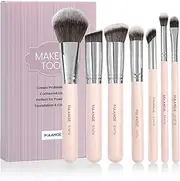 MAANGE 7 Pcs Makeup Brushes Professional Make Up Brush Premium Synthetic Foundation Powder Concealer Eyeshadow Makeup Brushes Set (Beige)