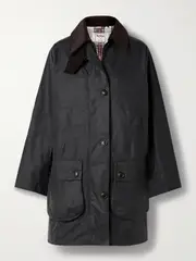 [Barbour] Barbour - + Barbour The Edit By Alexa Loren Corduroy-trimmed Waxed-cotton Jacket - Black - UK 14 UK 14 Black