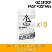 Button Battery Keep Out Of Reach Warning Zip Lock Bag MEL STOCK - 10pcs
