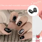 FRENCH PRESS ON NAIL COOL BLACK STYLE 黑色指甲帶膠粘片,適用於沙龍專家和幼稚女性