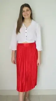 Portmans Ladies Formula One Pleated Skirt sizes 6 8 10 12 Colour Red