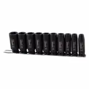 Kincrome K2093 - Deep Impact Socket Rail 10 Piece 3/8" Drive - Metric