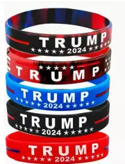 *NEW* SET OF 5 TRUMP 2024 SILICONE WRISTBANDS BRACELETS ~ TAKE AMERICA BACK