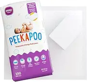 Peekapoo Mini - 100 Pack Disposable Changing Pads for Baby (18 Inches x 16 Inches) Disposable Waterproof Liners, Diaper Changing Pad Protector Mat