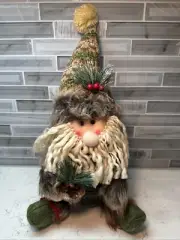 Gerson International Plush Sitting Bearded Gnome/Santa in Plaid Outfit NEW!