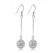 Solid 925 Sterling Silver Shamballa Fish Hook Earrings