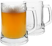 Rink Drink Glass Beer Mugs - Pack of 2-500ml Large Classic German Style Pale Ale Dishwasher Safe Larger Stein Traditional Beer Tankard Glasses with Handles
