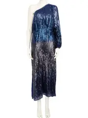 Blue Sequinned Midi Dress