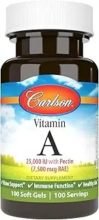 Carlson Labs Vitamin A with Pectin, 25000 IU, 100 Softgels