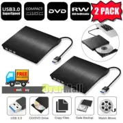 Lot 2 x External USB 3.0 DVD RW CD Writer Slim Drive Burner Player Reader Black