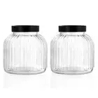 2x Lemon & Lime Brooklyn 3L/19cm Glass Jar Container Food Storage w/ Lid Clear