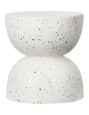 [Cooper & Co] Lisbon Terrazzo Side Table Stool Speckle 42cm White