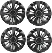4PCS Wheel Caps 19 Inch Wheel Cover Replacement Wheel Hub Cap Full Rim Cover Accessories Compatible for Tesla Model Y 2018-2023(L-R Matte Black)