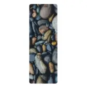 Black Brown Rocks Pebbles Rubber Yoga Mat