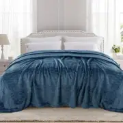 Fleece Bed Blanket King Size 90x108 inches, Super Soft King-90" x108" Navy