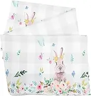CATIEBYE Easter Table Cover Bunny Table Runner Spring Banquet Decor Practical Easy to Clean for Indoor Outdoor Gatherings