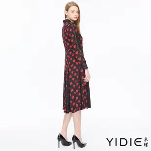 【YIDIE 衣蝶】愛心圖案拼接蕾絲長洋裝