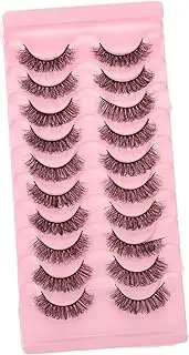 IWOWHERO 10 Pairs Curled Natural Volume False Eyelashes for Women Easy to Apply Fluffy Makeup Lashes for Everyday Use Special Occasions for Parties Events