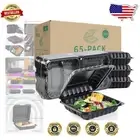 Microwave & Freezer Safe 3-Compartment Food Containers - 65 Pack Meal Prep Set