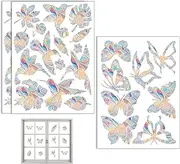 38PCS Window Clings Rainbow Film Suncatcher Sticker Decals for Birds Window Strike Prevention, Window Decals to Prevent Bird Strikes, Rainbow Window Cling,Window Stickers for Birds(Bird,Leaf,Butterfly