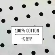 60” Width 100% Cotton Black and White Polka Dot Fabric 1 Yard Piece Quilting