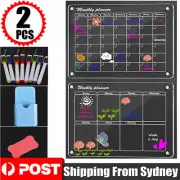 2PCS Magnetic Acrylic Fridge Calendar Monthly Planner & Weekly Planner Board AUS