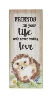 Ganz Wood Block Talk Hedgehog "Friends Fill Your Life with Never Ending Love"