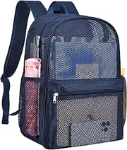 Paxiland Mesh Backpack Lightweight See Through Backpack for Commuting Swimming Travel Beach Outdoor Sports, Blue, Large, Mesh Backpack