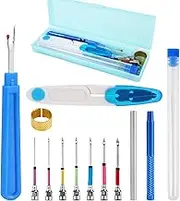 14Pcs Punch Needle Kit, Adjustable Punch Needle Tool with 7 Sizes Punch Needle Heads Sewing Needle Tool for Adults Beginner Embroidery Floss Cross Stitching Craft Supplies