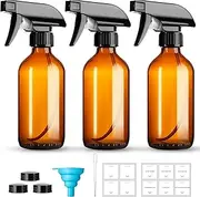 GIVAMEIHF 8oz Amber Glass Spray Bottles,3 Pack Glass Spray Bottles Refillable Empty Bottle with Adjustable Nozzle,Spray Bottle for Essential Oils,Cleaning Solutions,Pets,Hair Mister,Gardening