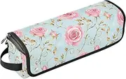 Roses Golden Leaves Pastel Retro 2-in-1 Curling Iron Travel Case with Heat Resistant Mat Waterproof Curling Iron Travel Case for Flat Irons, Straighteners, Curling Irons, Portable Travel