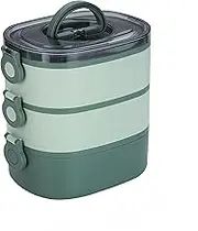 Stackable Bento Lunch Box for Adults, 3-Tier 2.8L High-Capacity Meal Container, Microwave and Dishwasher Safe, Eco-Friendly Bento Box with Leak-Proof Design (Vibrant Green)