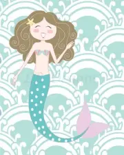 Mermaid Nursery Print, Girl Nursery Decor, Mermaid Wall Art 8x10