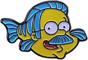 [Pinstant] Mashup Ned Flounders Flounder Fish Neighbor Flanders Animated Cartoon Comedy TV Show Animation Funny Humor Joke 1.25" Enamel Pin Badge, 1.25 Inches, Enamel, enamel