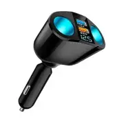 Cigarette Lighter Splitter, USB 2.4A & QC3.0 Type C with 2 Socket Cigarette