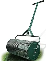 24 inch Lawn Garden Spreaders Peat Moss Spreader, Heavy Duty Metal Mesh Roller Push/Tow Spreader - Compost, Peat Moss, Top Soil, Mulch-Garden & Lawn Care - Walk and Push Basket Sifter for Yard