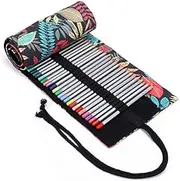 Pencil Holder Case ACdream Premium Protective Case Canvas Roll up Wrap Bag Pouch for Gen Pens Colored Pencils Environmental-Friendly Material(Colored Pencils Not Included) Dark Blue