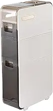 4 Tier Vertical Storage Cabinet with Clear Drawers and Casters Large Capacity Slim Storage Tower for Small Spaces Waterproof Toilet Paper Organizer for Bathroom
