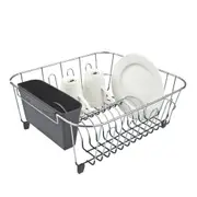 D.line Chrome/PVC SML Dish Drainer w/ Caddy Sink Storage 36.5x32cm Charcoal