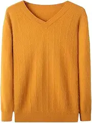 [Kiioouu] Men's V-Neck Jumper Mink Fleece Sweater Front and Back Needle Solid Knitted Pullover Business Sweater
